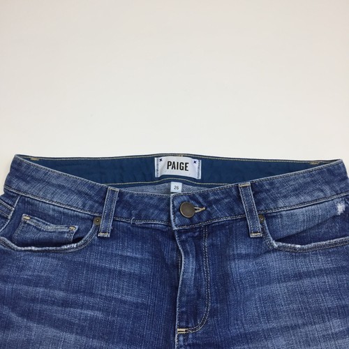 PAIGE Robyn Wash KEIRA Short Raw Frayed Hem Distressed Denim Shorts Womens sz 26 - Picture 4 of 9