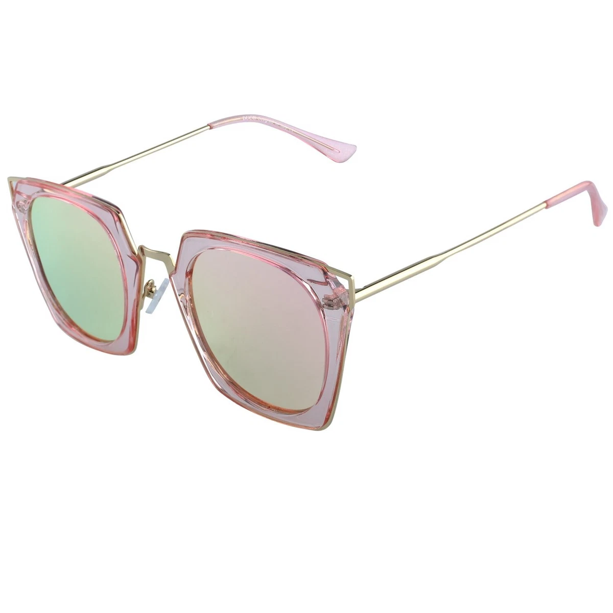 DUCO Ladies Designer Sunglasses Gold Frame Pink Reflective Lenses W001 58 18 145