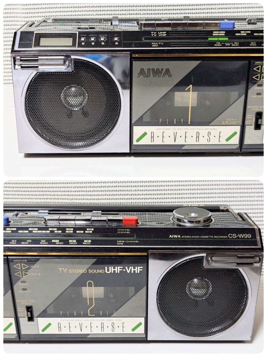 AIWA CS-W99 ラジカセ レッド　目立った傷汚れ無し　送料無料　値下げ‼️ AIWA CS-W99 AIWA Double Radio Cassette Recorder power-on
