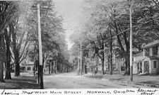 Residences on West Main Street, Norwalk, Ohio - Very Old Postcard