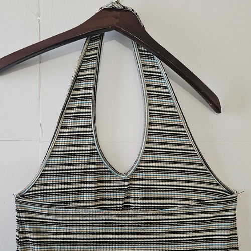 American Eagle Size L Multi-Colored Striped Soft Form Fitting Halter Tank Dress - Picture 3 of 24