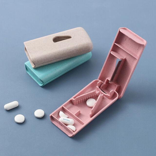 Mini Useful Portable Medicine Pill Holder Tablet Cutter Splitter Case Storag#b