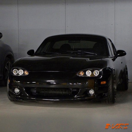 Black LED Angel Eye Projector Head Lights for MAZDA MX-5 NB Series 2 2001-2005 - Picture 6 of 8