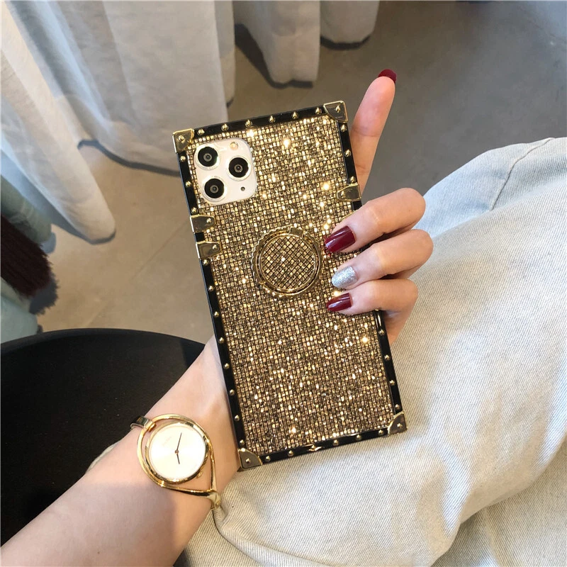 Funda dorada brillante con anillo para iPhone 13 Pro Max 12 11 XS XR 6 7 8 Foto 4 de 4
