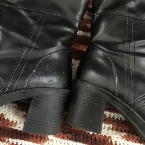 Vintage Y2K Mudd Chunky Heels Boots Sz 9 Black Platform Shoes Bratz Leather Goth - Picture 8 of 8