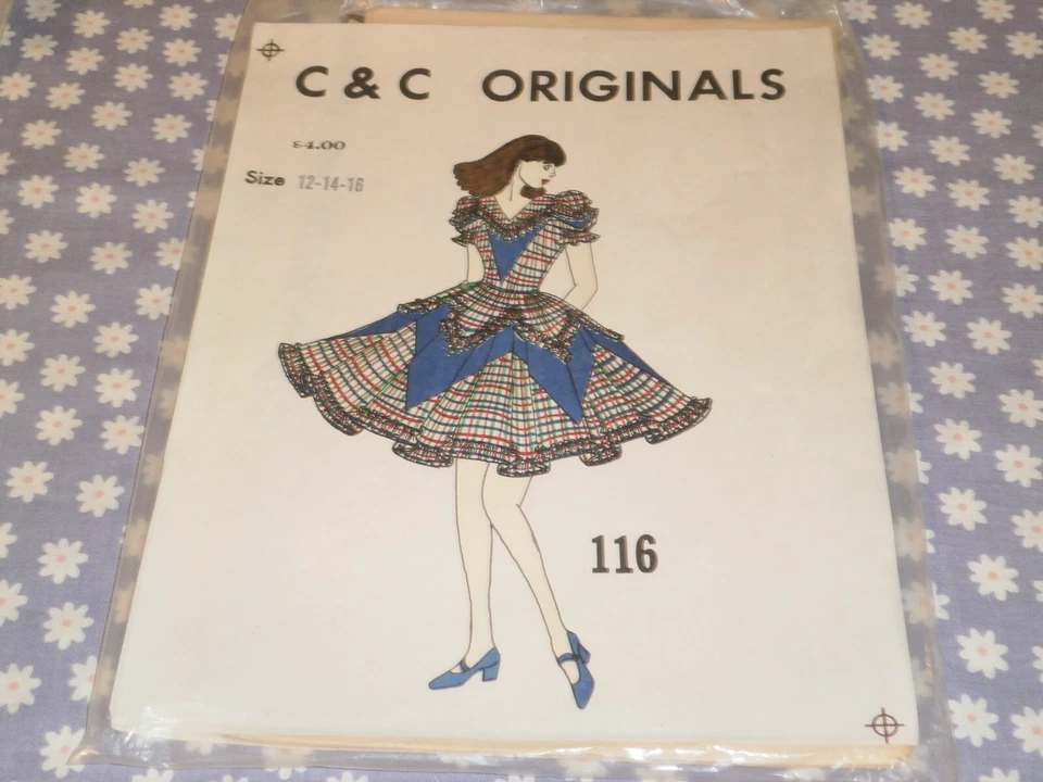 C&C ORIGIINALS # 116 MISSES 8 GORED SQUARE DANCE DRESS PATTERN-UNCUT-12-14-16 - Image 2 of 3