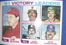 1982 Topps Tom Seaver Jack Morris Denny Martinez #165 Victory Leaders MVP HOF