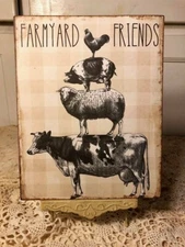 Farmyard Friends, Rustic, Farmhouse, Cow, Pig, Rooster Handcrafted Plaque