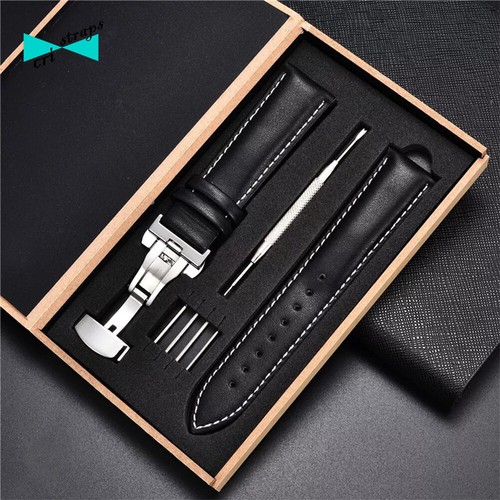 cinturino orologio in pelle nero marrone fibbia deployante uomo 18 20 22 24 mm - Foto 16 di 32
