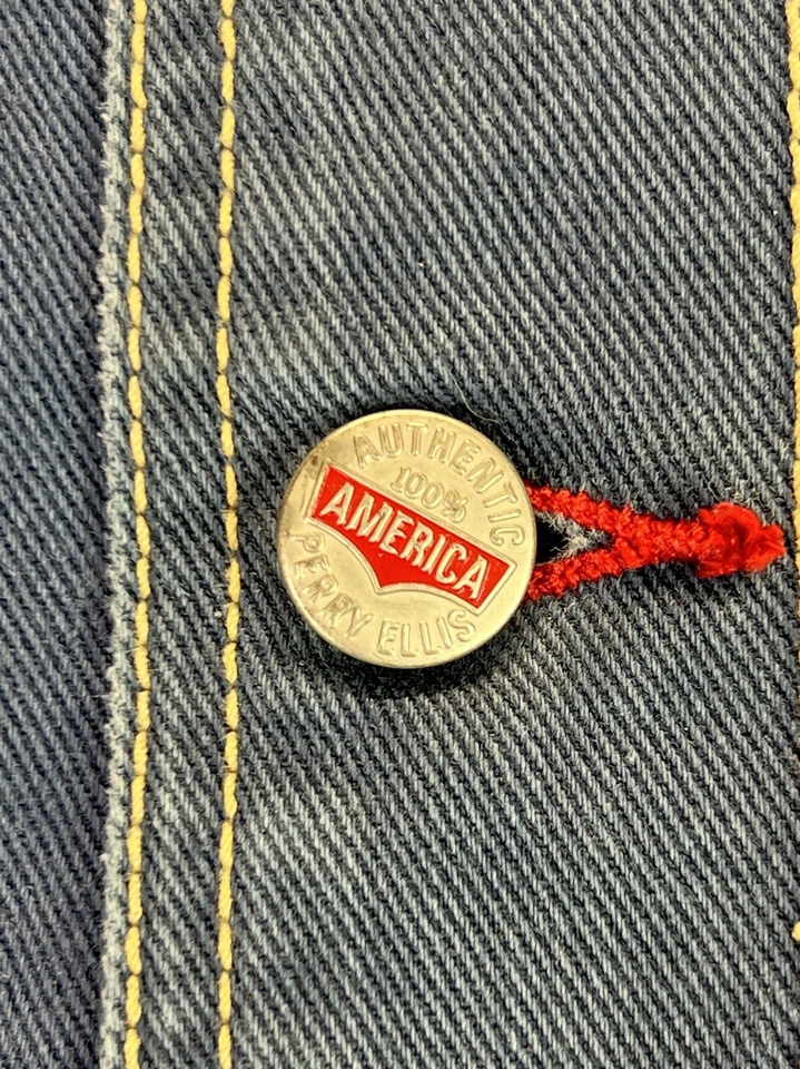 Vintage Men’s 1990’s Perry Ellis All American Denim Jacket Size XL No Hoodie - Image 3 of 4