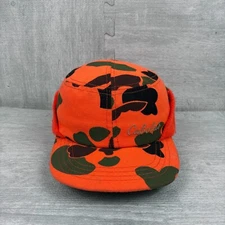 Vintage Cabela's Blaze Camo Trapper Hat Cap Snapback Camouflage Hunting