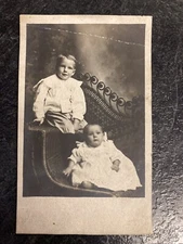 Early 1900’s ANTIQUE PHOTO POSTCARD RPPC Brother & Sister Sask Canada