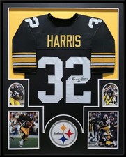 CUSTOM FRAMED PITTSBURGH STEELERS FRANCO HARRIS AUTOGRAPHED JERSEY TSE COA