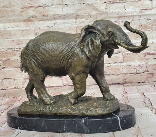 Feng Shu Bronze Elephant Trunk Statue Wealth Lucky Figurine Gift Home Decor Sale