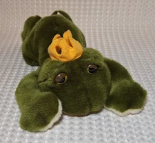 Vintage Russ Berrie Frog W/ Crown Prince Plush Beanbag 11" Stuffed Animal