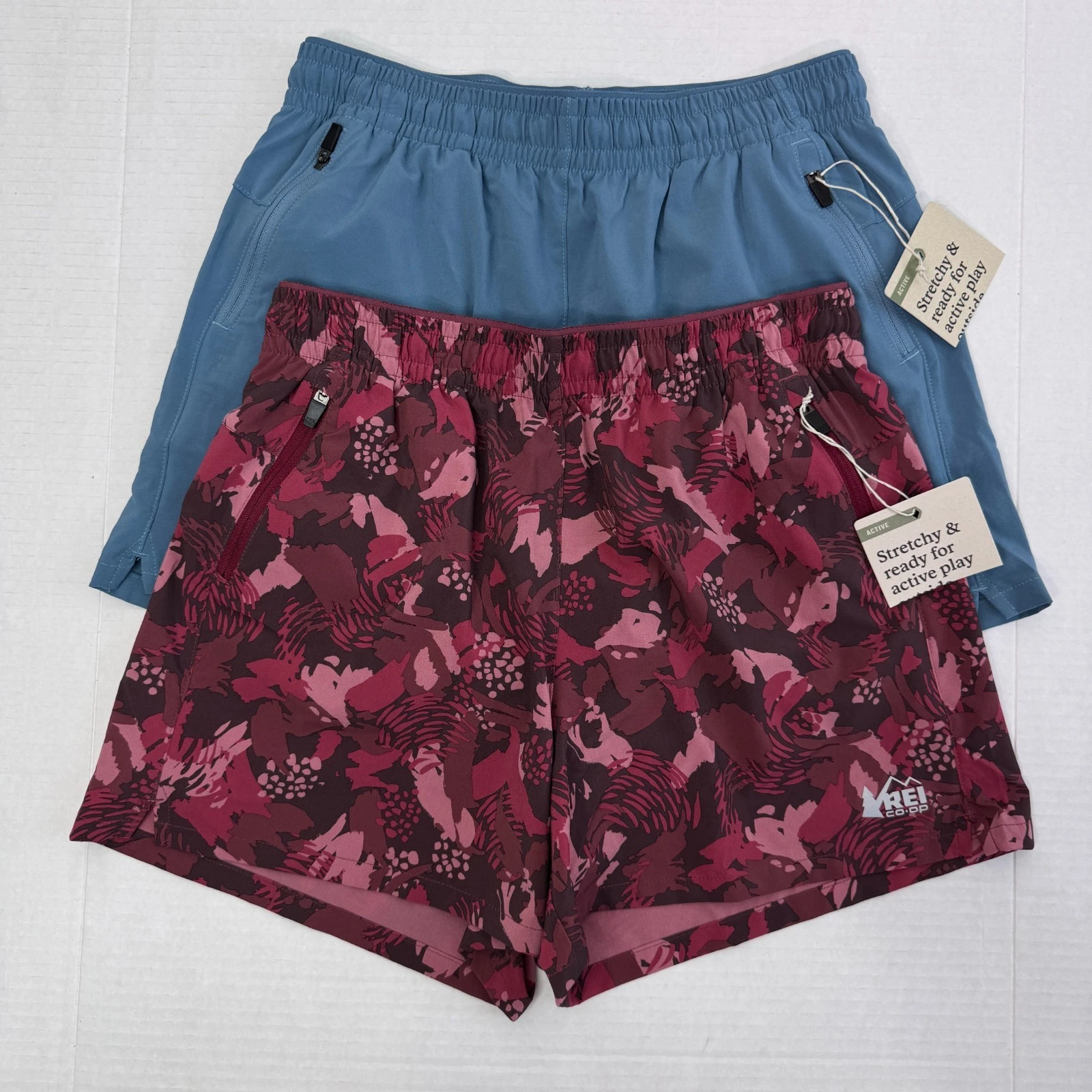 REI Active Pursuits Shorts Kids Large Blue Floral Lot Athletic Play Outdoor UPF