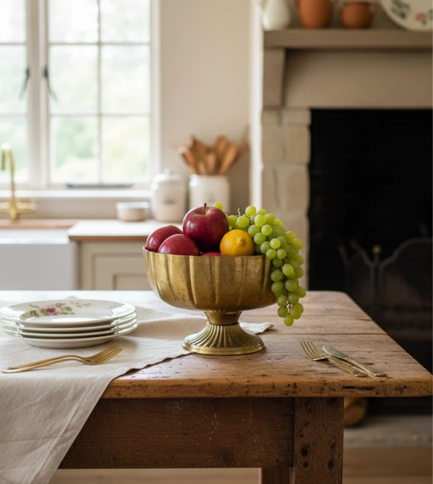 Accent Decor Lita Compote Pedestal Bowl - Distressed Modern Metal Centerpiece - Image 3 of 4