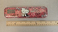Sanrio Hello Kitty Bows Tin Pencil Pink Case Kawaii