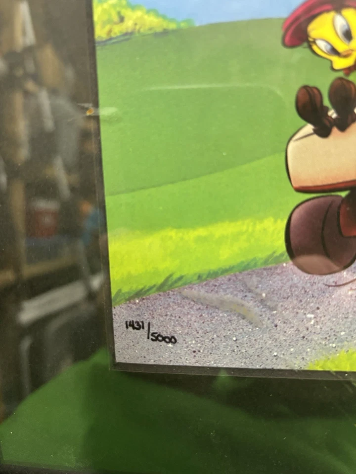 Arte de golf Looney Tunes To The 19th Hole Taz Bugs Piolín Warner Bros con certificado de autenticidad Foto 4 de 4