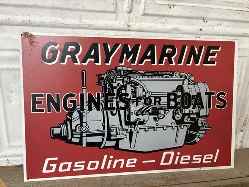 Vintage Outboard Motor Oil Sign Service Station Can Gas Pump Boat Shop Shell