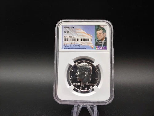1969 NGC PR68 Kennedy Half-Dollar 40% Silver - Portrait Label - FREE Shipping!