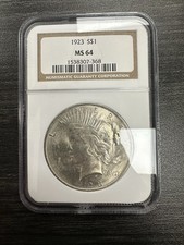 1923 NGC MS 64 Peace Silver Dollar United States of America $1 Coin -C24