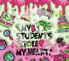 20oz Sublimation Tumbler Christmas Students Heart Grinch Ready to Press Transfer