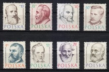 Poland 1957 MNH Mi 1008-1014,1029 Sc 769-776 Famous Polish physicians **