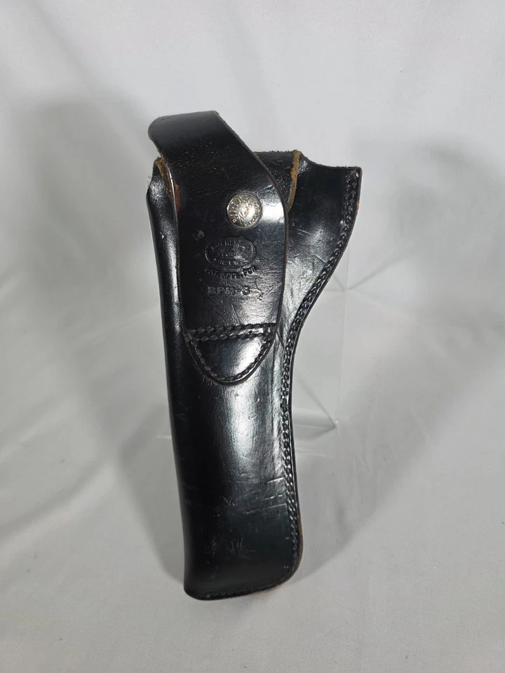 Vintage Bucheimer BPM-8 Black Leather Holster - S&W & Colt 5" - Image 3 of 4