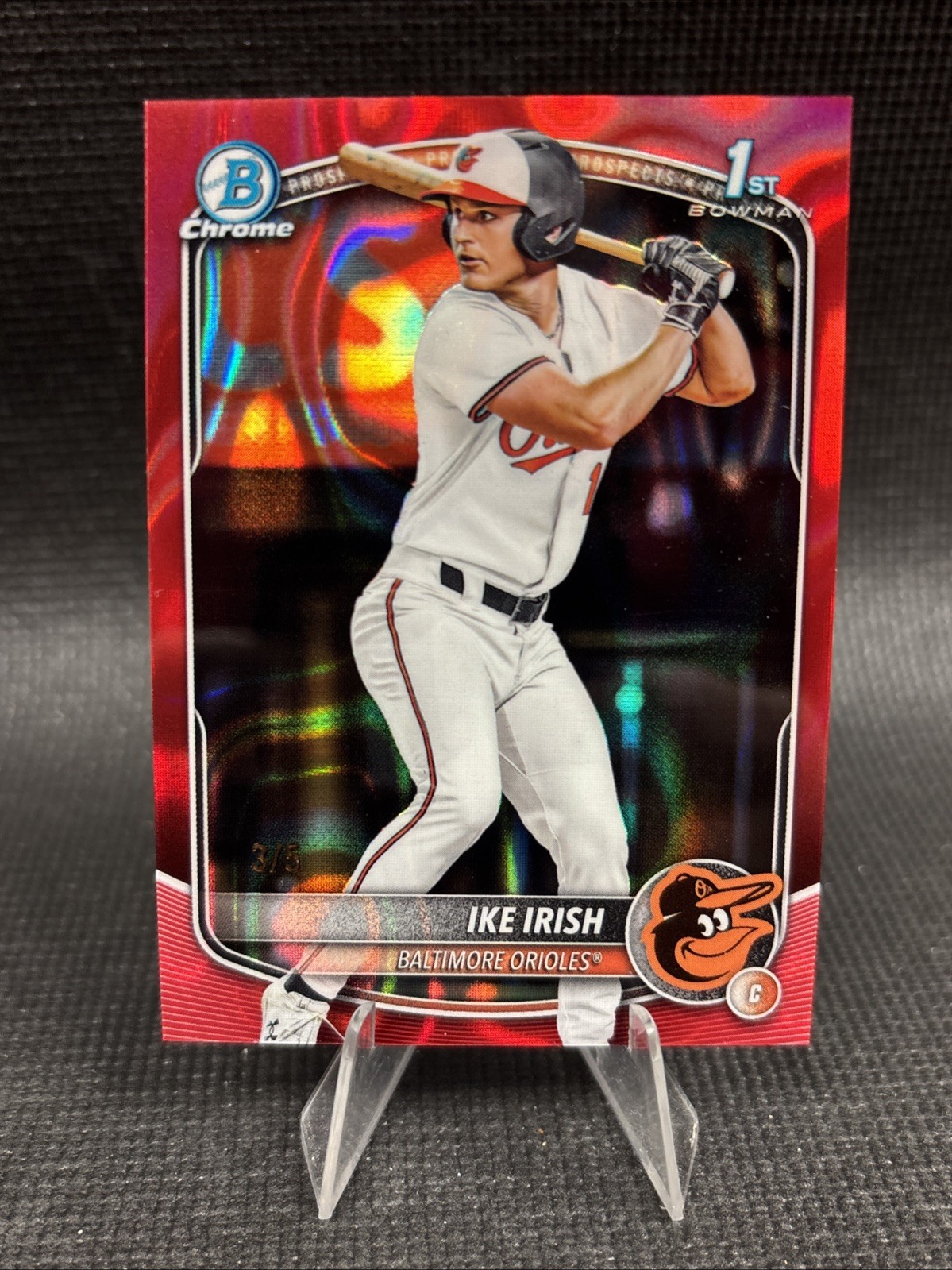 Ike Irish 2025 Bowman Draft Chrome Red Lava Refractor /5 - 1st Bowman Orioles 🔥