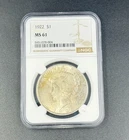 1922 $1 Peace Silver One Dollar US NGC MS61