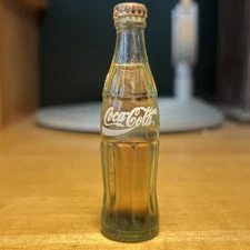 Vintage Miniature 3” ACL Hobbleskirt Coca Cola Soda Bottle Novelty Capped