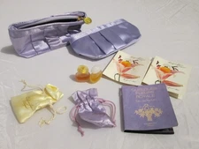 Vintage HOUBIGANT PARIS women 9 piece collector's Quelques,2 pouches mini dabs