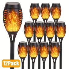 12 PACK Flickering Solar Lights Flame Torch Outdoor Landscape Garden Yard Lights