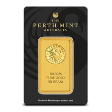 50 Gram Perth Mint Gold Bar (New w/ Assay)