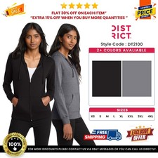 District DT2100 Womens 60/40 Cotton/Polyester Fitted Jersey Full-Zip Hoodie