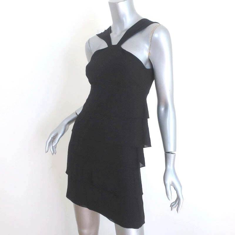 Mini Vestido Fendi en Niveles Negro Seda Talla 38 Sin Mangas LBD Foto 2 de 4
