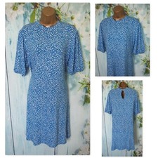 M&S COLLECTION DRESS SIZE 20, Blue Spot print Jersey swing Tea Dress