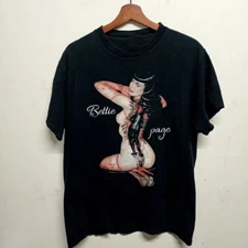 Bettie Page The Queen Pinups Adult Tee Unisex Cotton Shirt Black