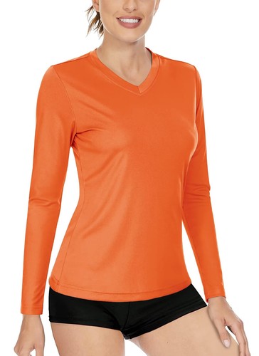 Women's SPF Sun Shirts UPF 50+ Long Sleeve T-Shirt V-Neck Quick Dry UV Workout T - Picture 62 of 91