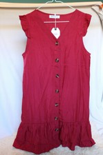 Berryou shirt dress button front ruffle cap sleeve and bottom ruffle size Medium