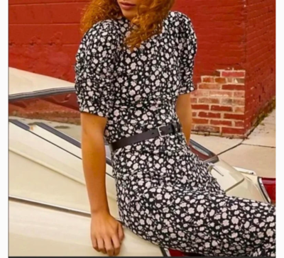 knee length dresses for ladies Free People Carmel Midi Dress- Midnight Combo – The Good Wolf Lifestyle Co main image 0
