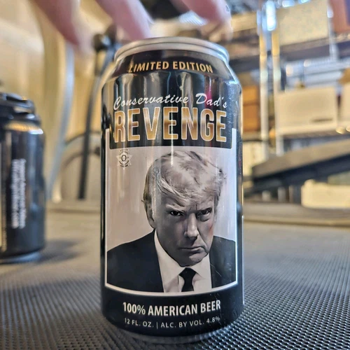 Limited Edition Conservative Dad's REVENGE Trump Mugshot Beer EMPTY Can