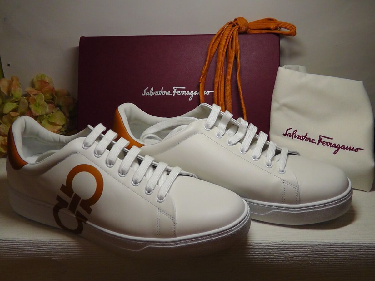 Salvatore Ferragamo NUMBER WHITE/ORANGE Double Gancio Low Salvatore Ferragamo NUMBER WHITE/ORANGE Double Gancio Low