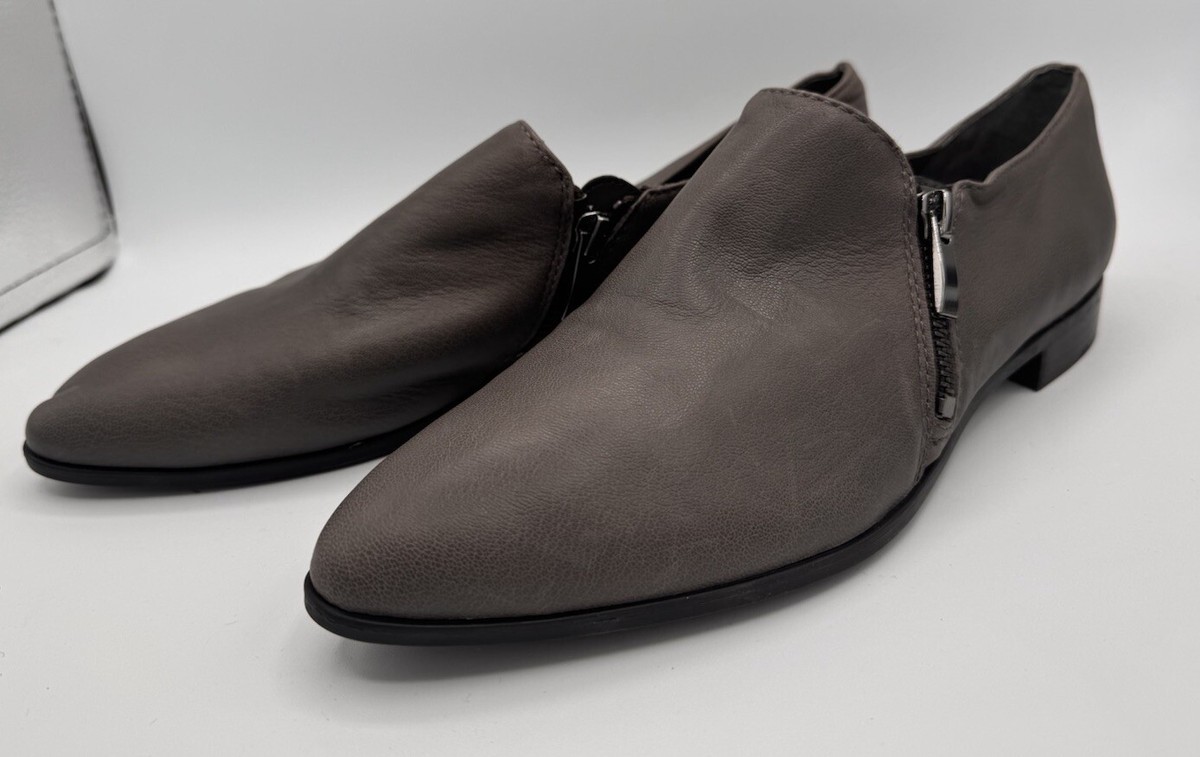 FRANCO SARTO Grey Leather Side Zippers Loafers Sz 9.5 M  display picture 1