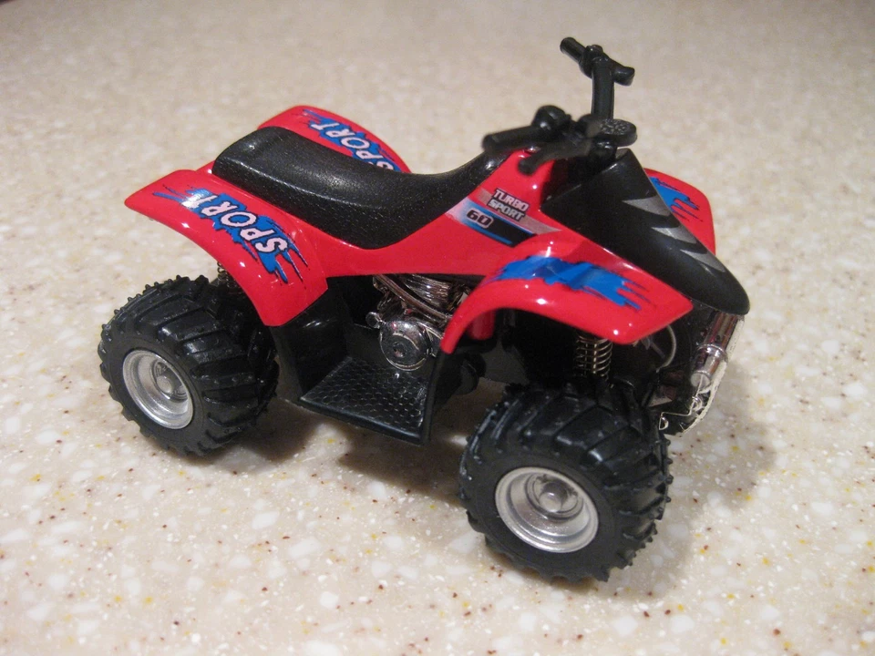 ATV QUAD DIE CAST PULL BACK ACTION NO BATTERIES ALL TERRAIN VEHICLE RED SHOCK - Image 2 of 4