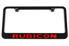 Jeep RUBICON Red Engraved Black Metal License Plate Frame Licensed USA Made