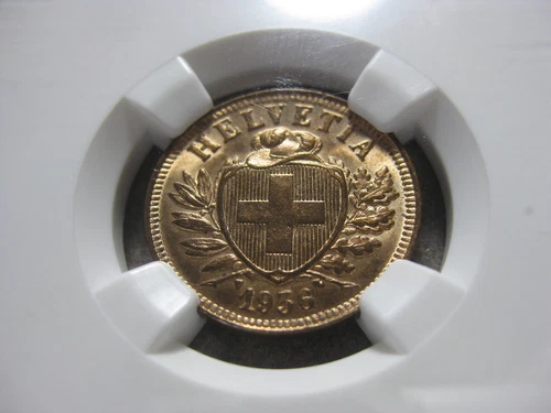 Switzerland 2 Rappen 1936B MS64 RB - NGC Certified 