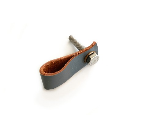 Möbelgriff Schlaufengriff Leder Knauf Griff Türknopf Schubladengriff Braun Grau - Bild 6 von 7