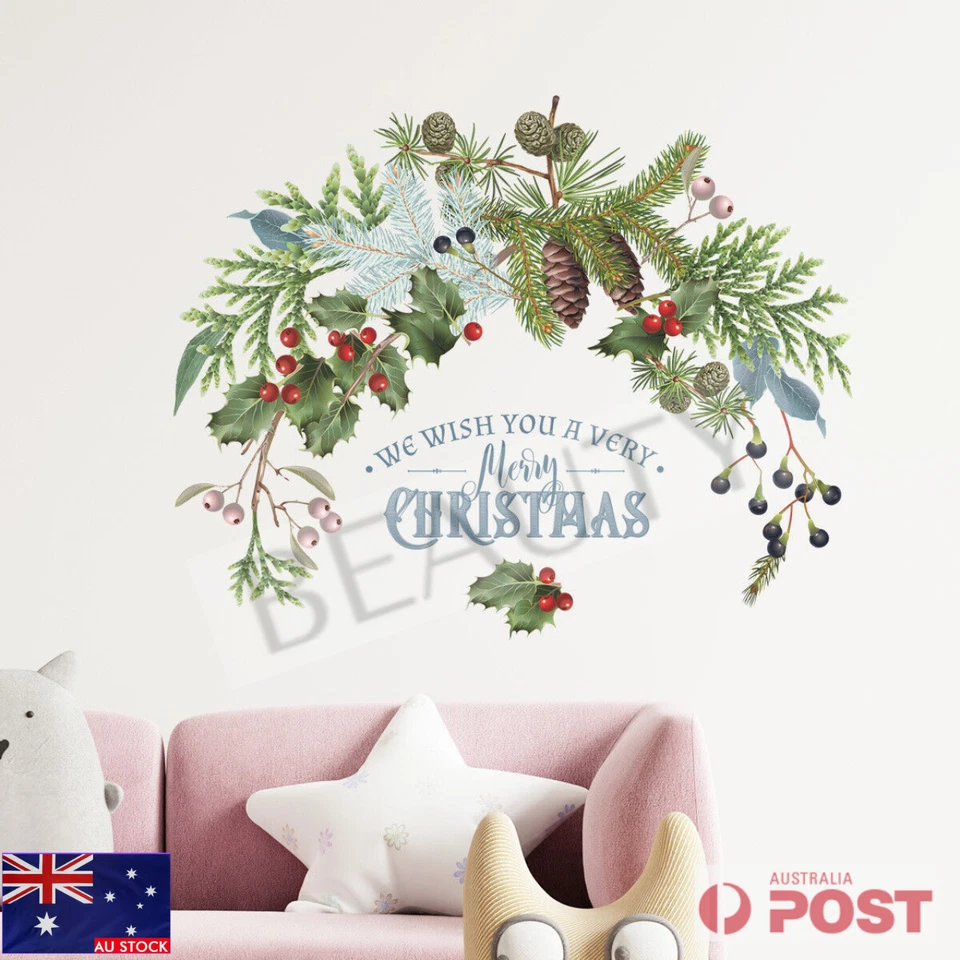 Cute Xmas Garland Tree Christmas Decoration Wall Decal Sticker Window Removable - image 3 of 4